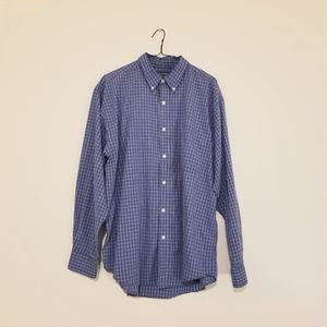 Puritan Mens Wrinkle Resistant Blue Patterned Dress Shirt